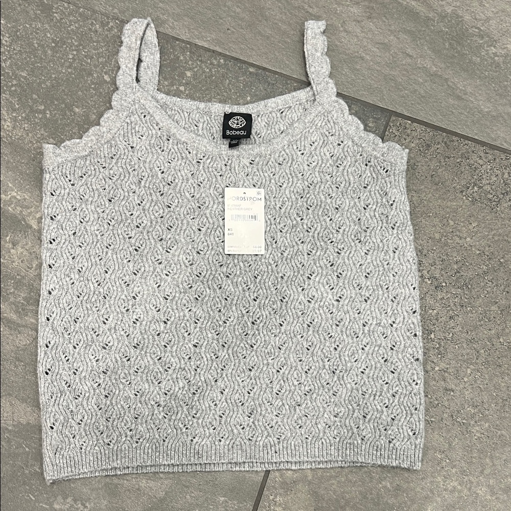 bobeau Light Gray Openwork Knit Camisole